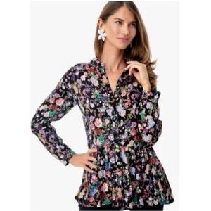 Tuckernuck Charlotte floral high/low ruffle button down blouse